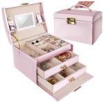  Rózsaszín ékszerdoboz - gyöngyök, ékszerek, tárolás, ajándék, divat, nők, szépség, praktikus, stílus, kiegészítő