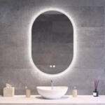 Welland Ovális fürdőszobai LED tükör 60x90cm | Páramentesítő - Fényerő és színhőmérséklet szabályozás | Welland Paris (INS-35036090-D)