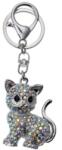 Clayre & Eef Fém kulcstartó, ezüst színű gyöngyös cicával