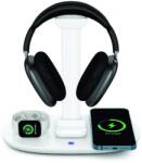 PadForce Suport pentru casti PadForce® cu incarcare Wireless pentru telefon, Apple Watch, casti in-ear, multifunctional, detasabil, Anti-Alunecare, Negru - Alb