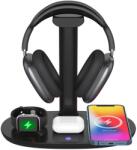 PadForce Suport pentru casti PadForce® cu incarcare Wireless pentru telefon, Apple Watch, casti in-ear, multifunctional, detasabil, Anti-Alunecare, Negru - Negru
