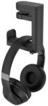 PadForce Suport birou de casti PadForce®, x 4 USB, organizator cabluri, multifunctional, anti-alunecare, rotire 360 pentru Gaming, Streaming, Office, Negru - Negru
