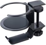 PadForce Suport PadForce® birou pentru casti, pahar, organizator cabluri, multifunctional din aluminiu, anti-alunecare, rotire 360 pentru Gaming, Streaming, Office - Negru