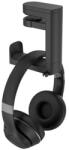 PadForce Suport PadForce® birou de casti, organizator cabluri, multifunctional, anti-alunecare, rotire 360 pentru Gaming, Streaming, Office - Negru