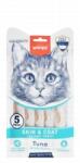 Wanpy WANPY Skin & Coat Creamy Treats, Ton și Somon, punguță recompense funcționale pisici, piele & blană, (piure), 70g