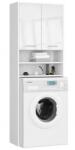 AKORD Dulap baie cu loc pentru masina de spalat, placa laminata, 4 rafturi, 2 usi, alb lucios, 64x30x180 cm (166769-AK) - edanco