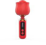 Guilty Toys Mini Vibrator Masaj Luxury Bloom, 9 Moduri Vibratii, Display LCD, USB Magnetic, Silicon, Rosu, 12.6 cm, Guilty Toys Vibrator