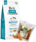 Brit BRIT CARE Gabonamentes felnőtt lazac 12kg + WILD FARM puha csirke csíkok 500g kutyaeledel