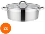 Grunberg Set 2 x Cratita din Inox cu Capac din Sticla, 22 cm, 3 l, Grunberg GR4116 (GUJ-2xGR4116)