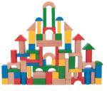 Tooky Toy Set lemn colorat cu cuburi de construcție Tooky Toy, în găleată - 100 de piese (TH467)