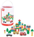 Tooky Toy Tooky Toy: Színes fa építőkockák és kisautók vödörben - 50 db-os (TH451) - jatekbolt
