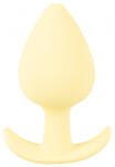 Cuties Mini Butt Plug - dop anal din silicon pentru începători, galben 3, 1 cm