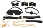 Bad Kitty - set bondage de 7 piese, în geantă, negru-auriu