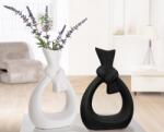 Modern, dekoratív fekete-fehér, kerámia váza pár - 30 cm