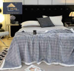 Jojo Home Patura cocolino 200x230cm, gofrata cu bordura alba, gri deschis-F063 (F063) Patura