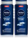 Nivea MEN Protect & Care tusfürdő gél arcra, testre és hajra takarékos kiszerelés 2 x 500 ml
