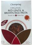 Clearspring Organikus Fusilli gluténmentes vöröslencse és barnarizs tészta 250g kóser és vegán minősítéssel