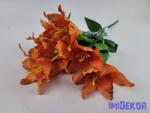  Liliom 7 fejes selyemvirág csokor 49cm - Narancs