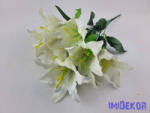  Liliom 7 fejes selyemvirág csokor 49cm - Törtfehér