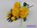  Féloldalas 7 ágú rózsa-rózsabimbó csokor 38cm - Sárga