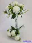  Krizantém 7v selyem csokor 31cm - Fehér