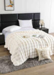 Jojo Home Patura cocolino de lux din blana artificala de iepure 200x230cm, crem-F090 (F090) Patura