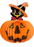 Family Halloween Halloween-i tökös lampion, macskával, akasztható, 26 cm (58137A) (58137A)
