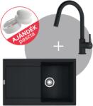 Franke MARIS MRG 611 gránit mosogató + LINA DOCCIA csap matt fekete szett FR1301194