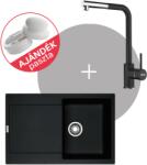 Franke MARIS MRG 611 gránit mosogató + SIRIUS L DOCCIA csap fekete szett FR1301195