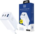 3mk Protection Incarcator de retea USB-A, USB-C, GaN, 65W - White (KF2356546) - vexio