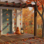  Őszi dekoráció - hulló falevelek - felakasztható - 2, 1 m - 4 db / csomag 59009 (59009)