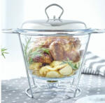 Ambition Vas termorezistent cu incalzitor 4L, suport si capac argintiu, chafing dish, Helios (31902)