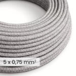 Creative Creative Cables textil lámpakábel DALI textil elektromos kábel 5x0, 75 mm2 szürke melange len színben