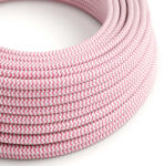 Creative Creative Cables textil lámpakábel Fényes rózsaszín fukszia és optikai fehér cikk-cakk textil kábel - XZ3RZ08 (XZ3RZ08)