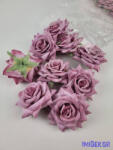  Rózsa nyílott selyemvirág fej 8 cm - Világos Lila