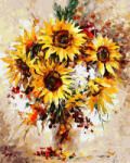 iPicasso Set pictura pe numere, cu sasiu, Buchet de floarea soarelui - Leonid Afremov, 40x50 cm (PC40501137)