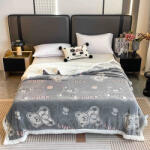 Jojo Home Patura cocolino groasa cu blanita alba 200x230cm, doua fete, gri, ursuleti albi - F131 (F131) Patura