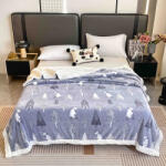 Jojo Home Patura cocolino groasa cu blanita alba 200x230cm, doua fete, gri albastrui, brazi - F129 (F129) Patura