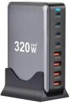 BlackBird Încărcător de rețea GAN 320W 4xUSB-C 65W + 1xUSB-C QC + 3xUSB QC, negru (BH1673)