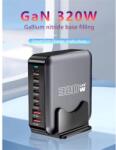 BlackBird Încărcător de rețea GAN 320W 1xUSB-C PD100W + 1xUSB-C PD65W + 4xUSB-C PD30W + 2xUSB QC18W, negru (BH1666)