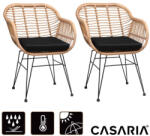CASARIA polyrattan fonott kerti fotel kerti szék 2db-os szett natúr-fekete 108738 - ebuying
