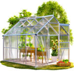 Gardebruk alumínium üvegház polikarbonát melegház alappal 250x190x195 cm (991461)