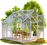 Gardebruk alumínium üvegház melegház 2 nyitható tetőablakkal 250x190x195 cm (991467)