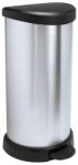 Keter Szemeteskuka pedálos fémhatású műanyag 40 literes fekete/ezüst Curver (181125) - iroszer24