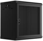 Lanberg WF01-6412-23B 19" 12U SZÉL: 600mm MÉLY: 450mm MAG: 512mm lapraszerelt perforált ajtós fekete fali rack szekrény (WF01-6412-23B) - bestbyte