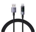 USAMS SUFENG adatkábel (USB - Type-C, 66W, gyorstöltő, 120cm, LED kijelző) SÖTÉTSZÜRKE (SJ673USB01) (SJ673USB01) - aqua