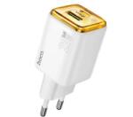 hoco. N34 hálózati töltő USB+Type-C aljzat (20W, PD gyorstöltő 3.0) FEHÉR (N34 WHITE) (N34 WHITE)