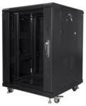Lanberg FA01-6615-12B 19" 15U SZÉL: 600mm MÉLY: 600mm MAG: 848mm összeszerelt üvegajtós fekete rack szekrény (FA01-6615-12B) - officedepot