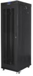 Lanberg FF01-6042-23BL 19" 27U SZÉL: 600mm MÉLY: 1200mm MAG: 1438mm lapraszerelt LCD üvegajtós fekete rack szekrény (FF01-6042-23BL) - officedepot