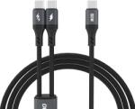 Dudao Cablu pentru incarcare si transfer de date Dudao L3F, 3x USB-C, 100W, 1.2m, Negru (6976625333493)